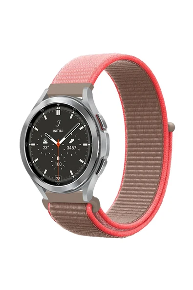 Watch 22mm Hasırlı Cırtcırtlı Kordon - Pembe-(5796) ürün görseli 1