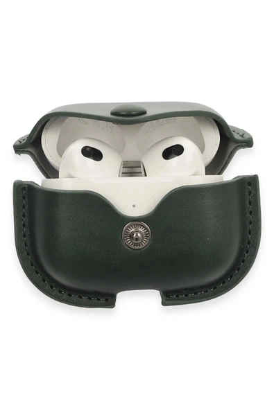 Airpods 3 (3.nesil) Çanta Deri Kılıf - Haki Yeşil-(5796) - Resim 3