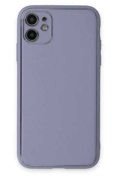 iPhone 12 Kılıf Coco Deri Silikon Kapak - Açık Lila-(5796) ürün görseli 1