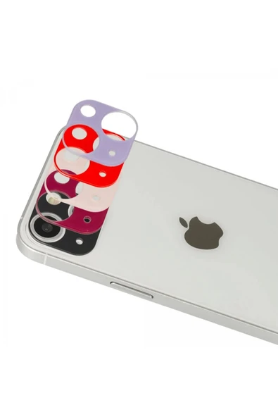 iPhone 13 Rainbow Kamera Lens Koruma Cam - Koyu Kırmızı-(5796) - Resim 2