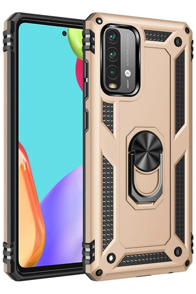 Xiaomi Redmi 9T Kılıf Sofya Yüzüklü Silikon Kapak - Gold-(5796) ürün görseli 1