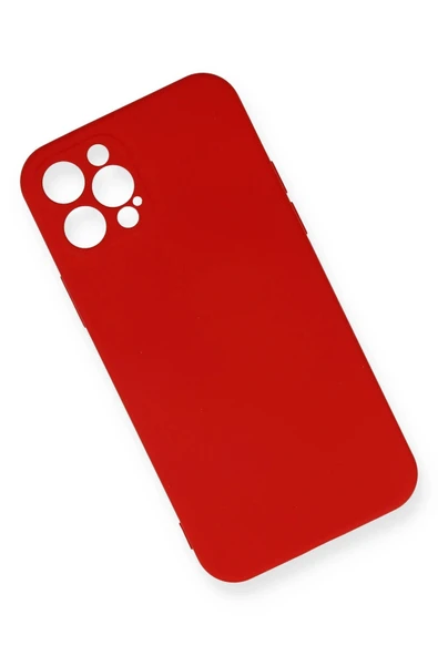 iPhone 12 Pro Max Kılıf Nano içi Kadife Silikon - Kırmızı-(5796) - Resim 2