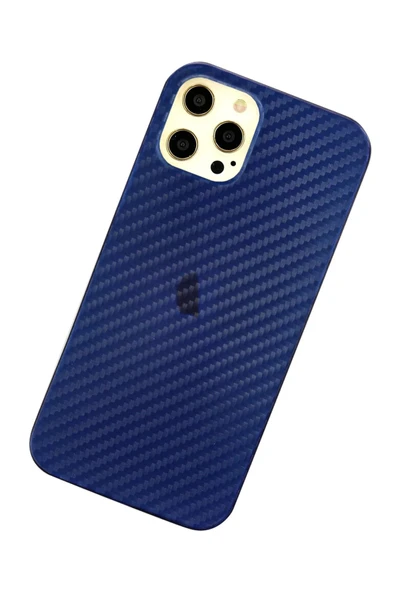 iPhone 12 Pro Max Kılıf Karbon PP Silikon - Mavi-(5796) - Resim 3