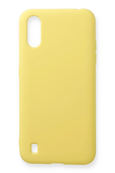 Samsung Galaxy A01 Kılıf Nano içi Kadife Silikon - Sarı-(5796) ürün görseli 1
