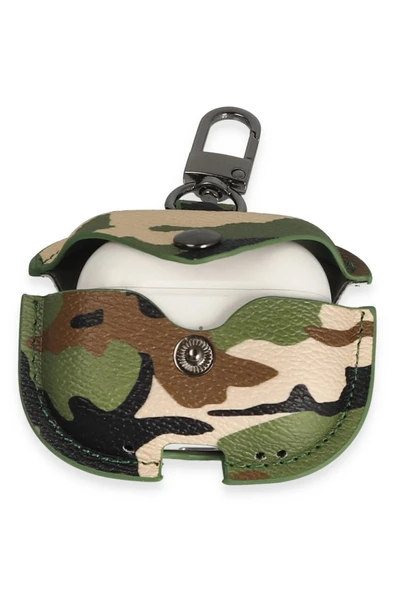 Airpods 3 (3.nesil) Çanta Kamuflaj Deri Kılıf - Yeşil-(5796) - Resim 3