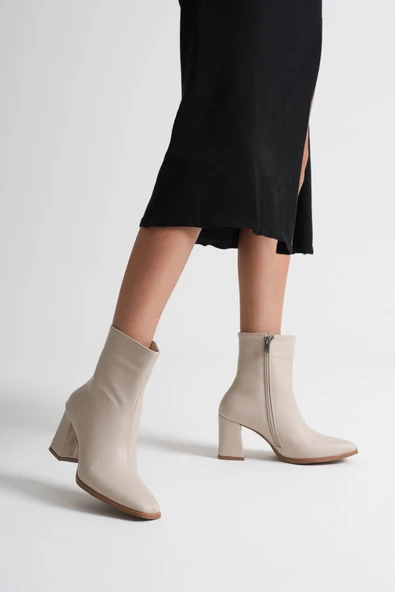 Osum Kadın Bej Topuklu Bot ürün görseli 1