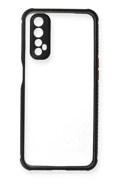 Realme 7 Kılıf Miami Şeffaf Silikon - Siyah-(5796) - Resim 2