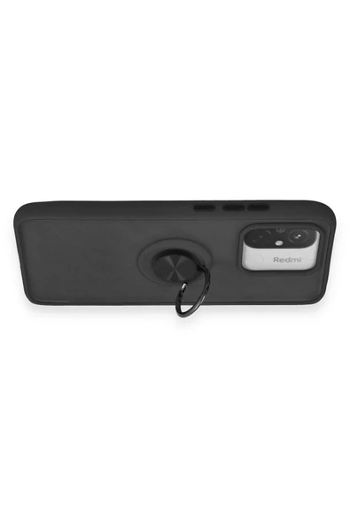 Xiaomi Redmi 12C Kılıf Montreal Yüzüklü Silikon Kapak - Siyah-(5796) - Resim 3