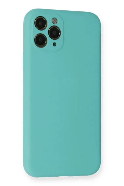 iPhone 11 Pro Kılıf Nano içi Kadife Silikon - Turkuaz-(5796) - Resim 3