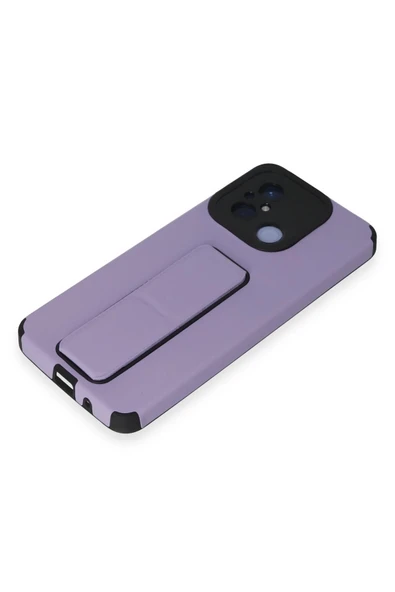 Xiaomi Redmi 12C Kılıf Mega Standlı Silikon - Lila-(5796) - Resim 4