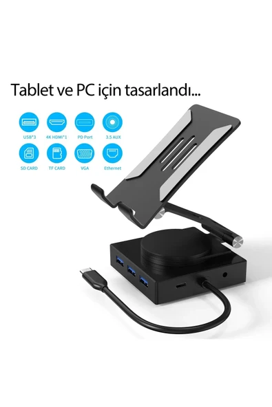 Dönüştürücü 10in1 Hub 116 - Gri-(5796) - Resim 3