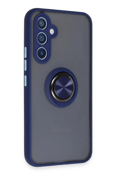 Samsung Galaxy A54 5G Kılıf Montreal Yüzüklü Silikon Kapak - Lacivert-(5796) - Resim 2
