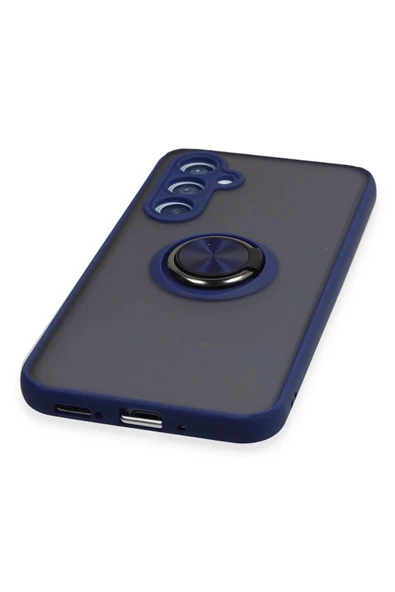 Samsung Galaxy A54 5G Kılıf Montreal Yüzüklü Silikon Kapak - Lacivert-(5796) - Resim 5