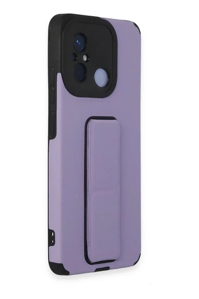 Xiaomi Redmi 12C Kılıf Mega Standlı Silikon - Lila-(5796) - Resim 2