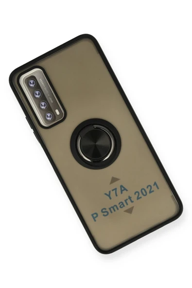 Huawei P Smart 2021 Kılıf Montreal Yüzüklü Silikon Kapak - Siyah-(5796) - Resim 3