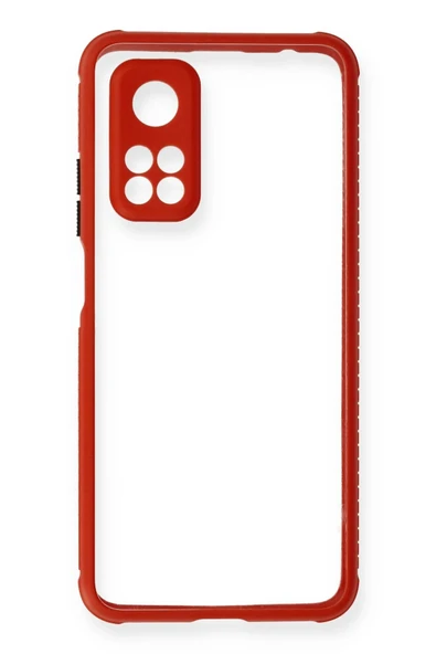 Xiaomi Mi 10T Pro Kılıf Miami Şeffaf Silikon - Kırmızı-(5796) - Resim 2
