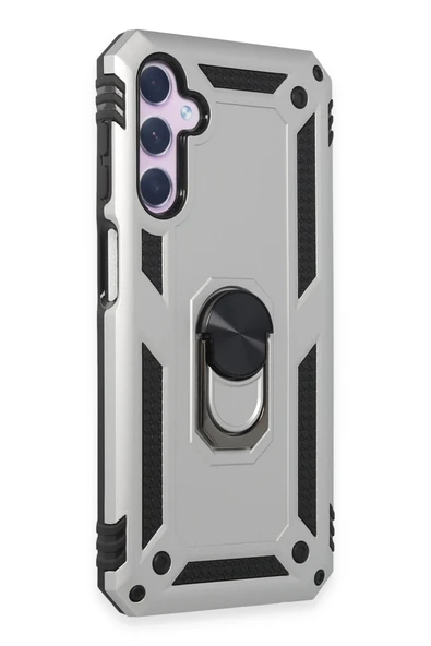 Samsung Galaxy A14 4G Kılıf Sofya Yüzüklü Silikon Kapak - Gümüş-(5796) ürün görseli 1