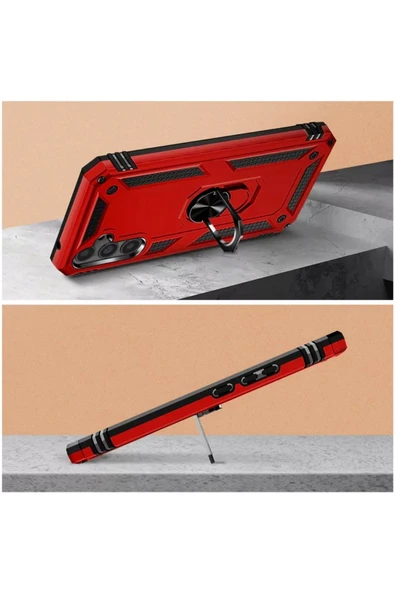 Samsung Galaxy A54 5G Kılıf Sofya Yüzüklü Silikon Kapak - Rose-(5796) - Resim 4