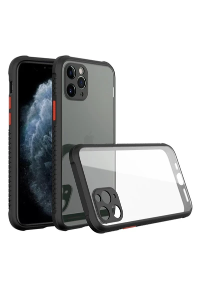 iPhone 11 Pro Max Kılıf Miami Şeffaf Silikon - Siyah-(5796) ürün görseli 1