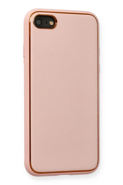 iPhone 7 Kılıf Coco Deri Silikon Kapak - Pembe-(5796) - Resim 2