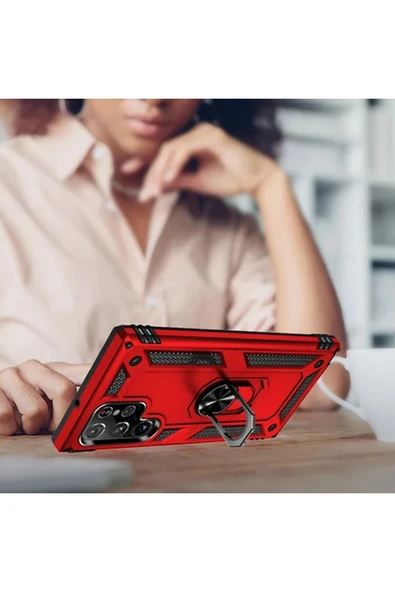 Samsung Galaxy A14 4G Kılıf Sofya Yüzüklü Silikon Kapak - Gümüş-(5796) - Resim 5