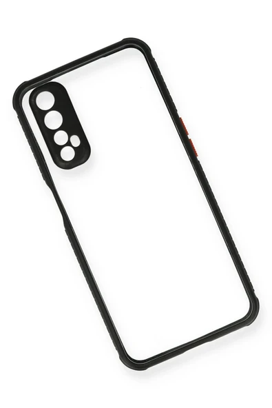 Realme 7 Kılıf Miami Şeffaf Silikon - Siyah-(5796) - Resim 3