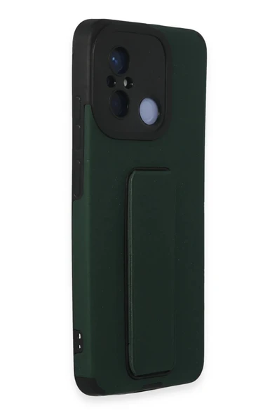 Xiaomi Redmi 12C Kılıf Mega Standlı Silikon - Yeşil-(5796) - Resim 2