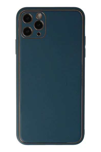 iPhone 11 Pro Max Kılıf Coco Deri Silikon Kapak - Mavi-(5796) ürün görseli 1