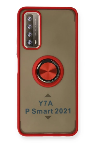 Huawei P Smart 2021 Kılıf Montreal Yüzüklü Silikon Kapak - Kırmızı-(5796) ürün görseli 1