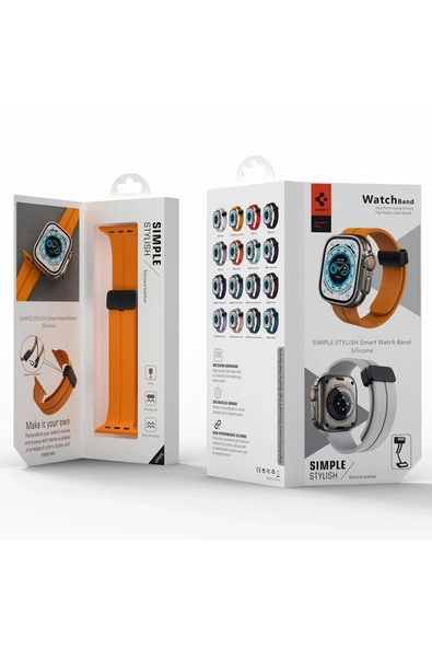 Apple Watch 38mm KR412 Elegance Stylısh Kordon - Turuncu-(5796) - Resim 2