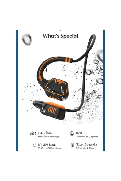 AS9 Suya Dayanıklı Bluetooth Kulaklık - Siyah-(5796) - Resim 3