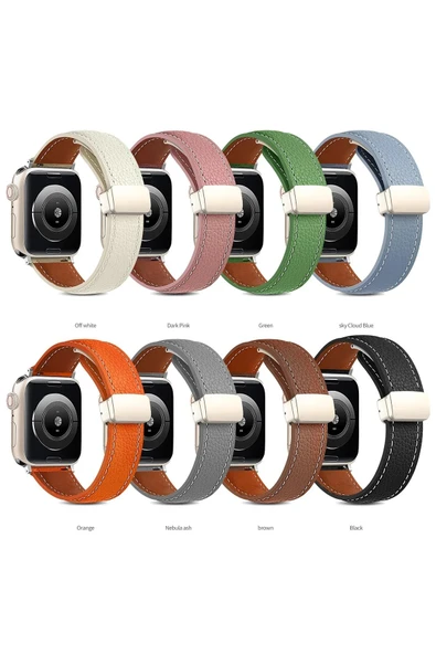 Apple Watch 38mm KR414 Daks Deri Kordon - Siyah-(5796) - Resim 2