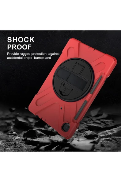 Samsung Galaxy P610 Tab S6 Lite 10.4 Kılıf Amazing Tablet Kapak - Kırmızı-(5796) - Resim 5