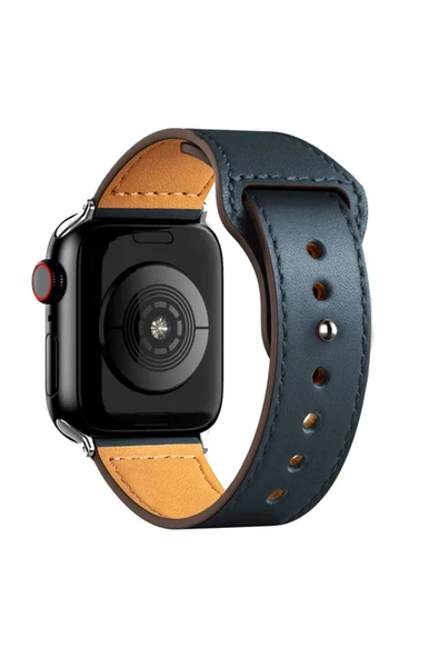 Apple Watch 38mm KR415 Luaz Deri Kordon - Lacivert-(5796) ürün görseli 1