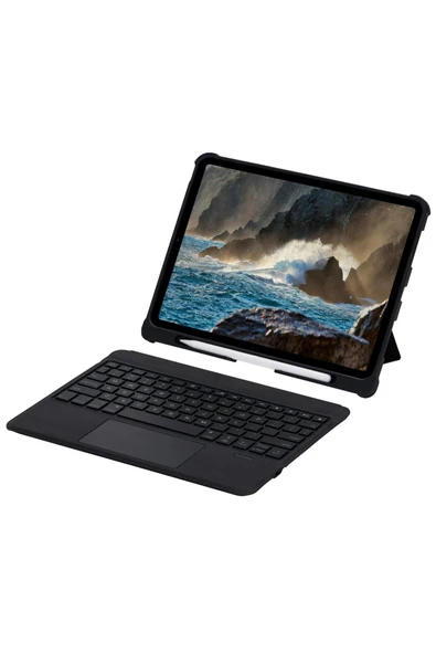 T5209D iPad Pro 12.9 (2021) Kılıf İnter Ledli Klavyeli Tablet Kılıfı - Siyah-(5796) - Resim 2