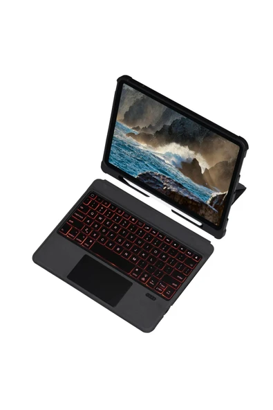 T5206D iPad 10.2 (7.nesil) Kılıf İnter Ledli Klavyeli Tablet Kılıfı - Siyah-(5796) ürün görseli 1