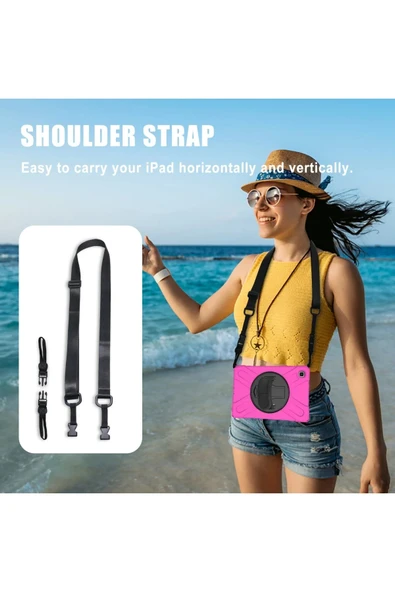 Samsung Galaxy T220 Tab A7 Lite 8.7 Kılıf Amazing Tablet Kapak - Pembe-(5796) - Resim 4