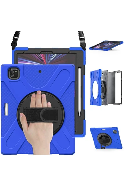 iPad Pro 12.9 (2020) Kılıf Amazing Tablet Kapak - Mavi-(5796) - Resim 2