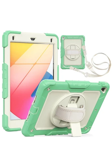 iPad 5 Air 9.7 Kılıf Strap New Tablet Kapak - Yeşil-(5796) ürün görseli 1