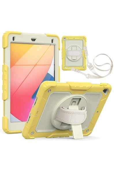 iPad 5 Air 9.7 Kılıf Strap New Tablet Kapak - Sarı-(5796) ürün görseli 1