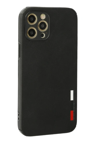 iPhone 12 Pro Kılıf Loop Deri Silikon - Siyah-(5796) - Resim 2