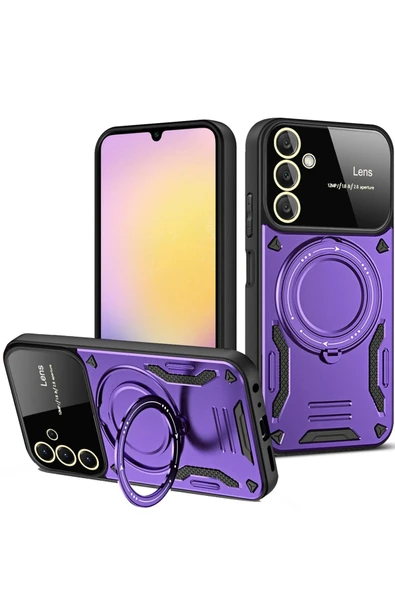 Samsung Galaxy A36 Kılıf Joy Lens Standlı Kapak - Mor-(5796) ürün görseli 1