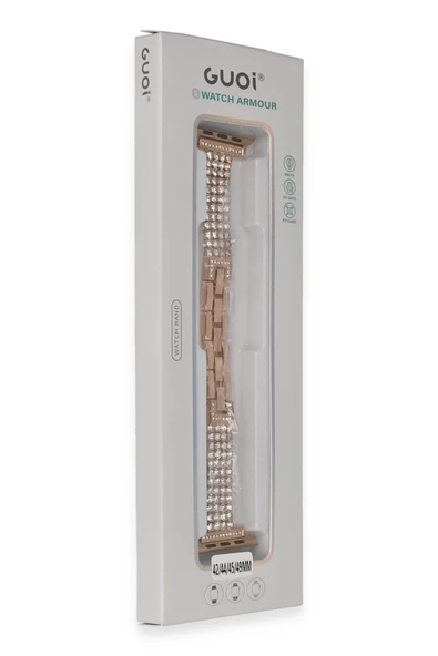 Apple Watch 38mm Live Taşlı Kordon - Rose Gold-(5796) - Resim 2