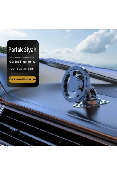 Q38 Ayarlanabilir Yapışkanlı Manyetik Magsafe Araç Tutucu - Siyah-(5796) - Resim 2