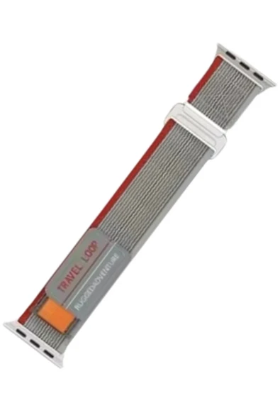 Apple Watch 38mm Alice Kumaş Kordon - Gri-Kırmızı-(5796) ürün görseli 1