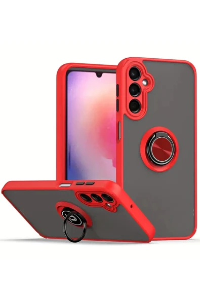 Samsung Galaxy S25 Kılıf Montreal Yüzüklü Silikon Kapak - Kırmızı-(5796) ürün görseli 1
