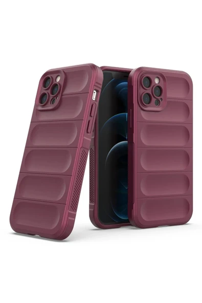 iPhone 12 Pro Kılıf Optimum Silikon - Bordo-(5796) - Resim 2