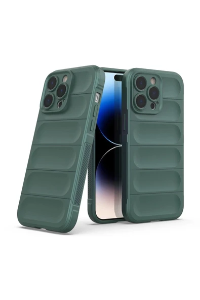 iPhone 14 Pro Kılıf Optimum Silikon - Koyu Yeşil-(5796) - Resim 2