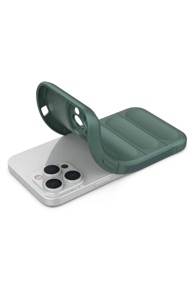 iPhone 14 Pro Kılıf Optimum Silikon - Koyu Yeşil-(5796) - Resim 4