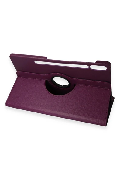 Samsung Galaxy X610 Tab S9 FE Plus 12.4 Kılıf 360 Tablet Deri Kılıf - Mürdüm-(5796) - Resim 4